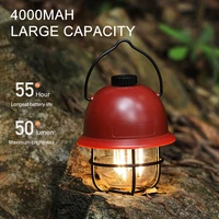 mini retro camping hanging lanterns 4000mah led camp lamp rechargeable waterproof lightweight tent light for outdoor hiking