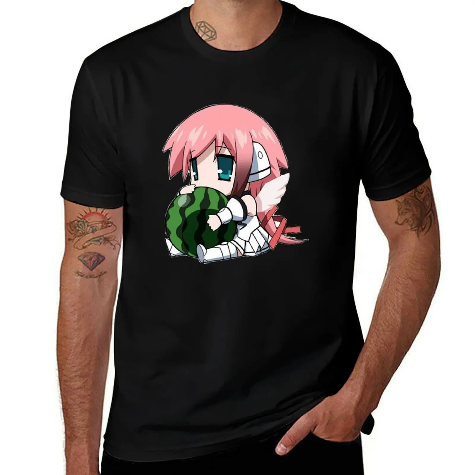 Фото Футболка Ikaros Heaven&X27;S Lost Property Anime Chibi 1, хлопковая рубашка с короткими рукавами для активного спорта №1