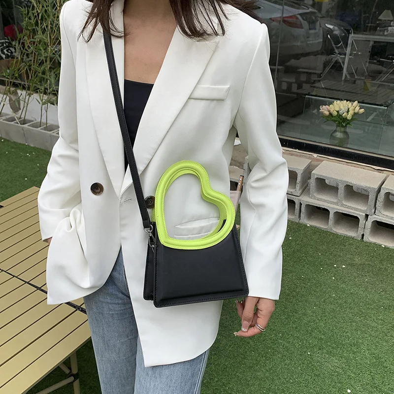 Internet Celebrity Unique Design Women's 2023 New Ins Style Contrast Color Single Shoulder Crossbody Niche Love Handbag