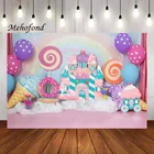 Фон для фотосъемки Mehefond милое мороженое леденец замок девушка на 1-й День рождения воздушный шар торт разбивает телефон Фотостудия