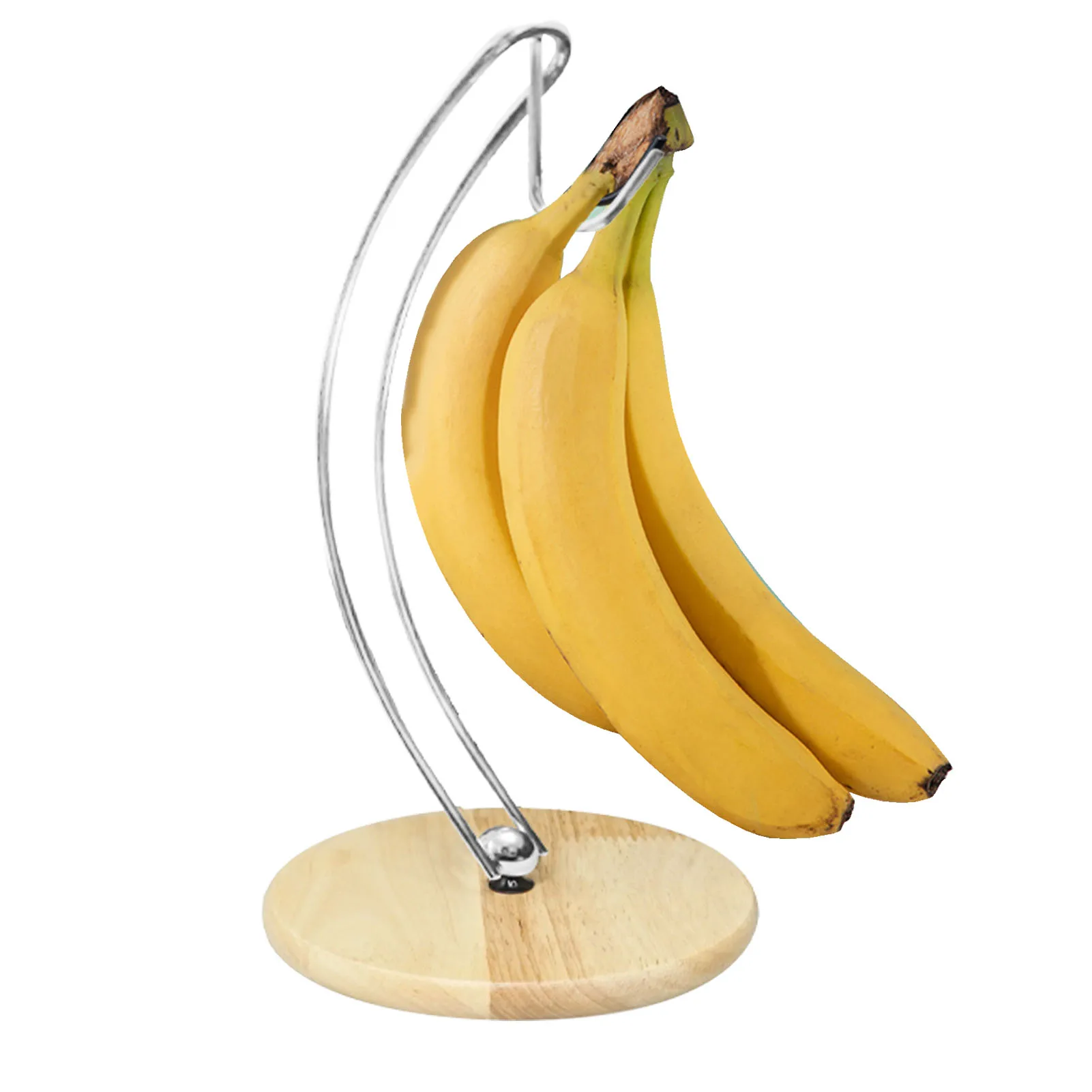 

Banana Holder Tree Stand Bamboo Han ger Rack With Wood Base Fruit Display Hook Kitchen
