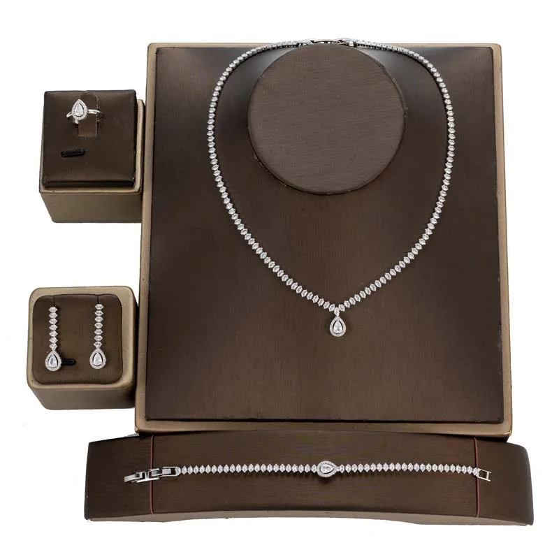 Набор ювелирных изделий классические блестящие свадебные серьги ожерелье