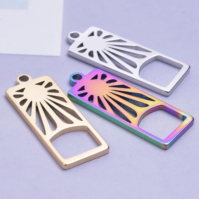 

3pcs Rectangle Sun Pendants Anime Bulk Charm Stainless Steel Charms For Jewelry Making Supplies Breloque Pour Fabrication Bijoux