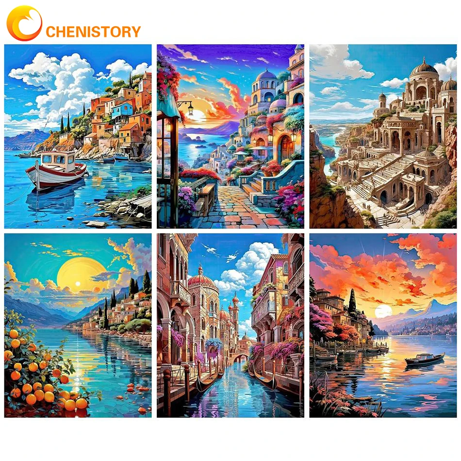 

CHENISTORY 60x75cm Acrylic Paint By Numbers Venice Of Water Scenery DIY Oil Painting By Numbers On Canvas Home Decor Unique Gift