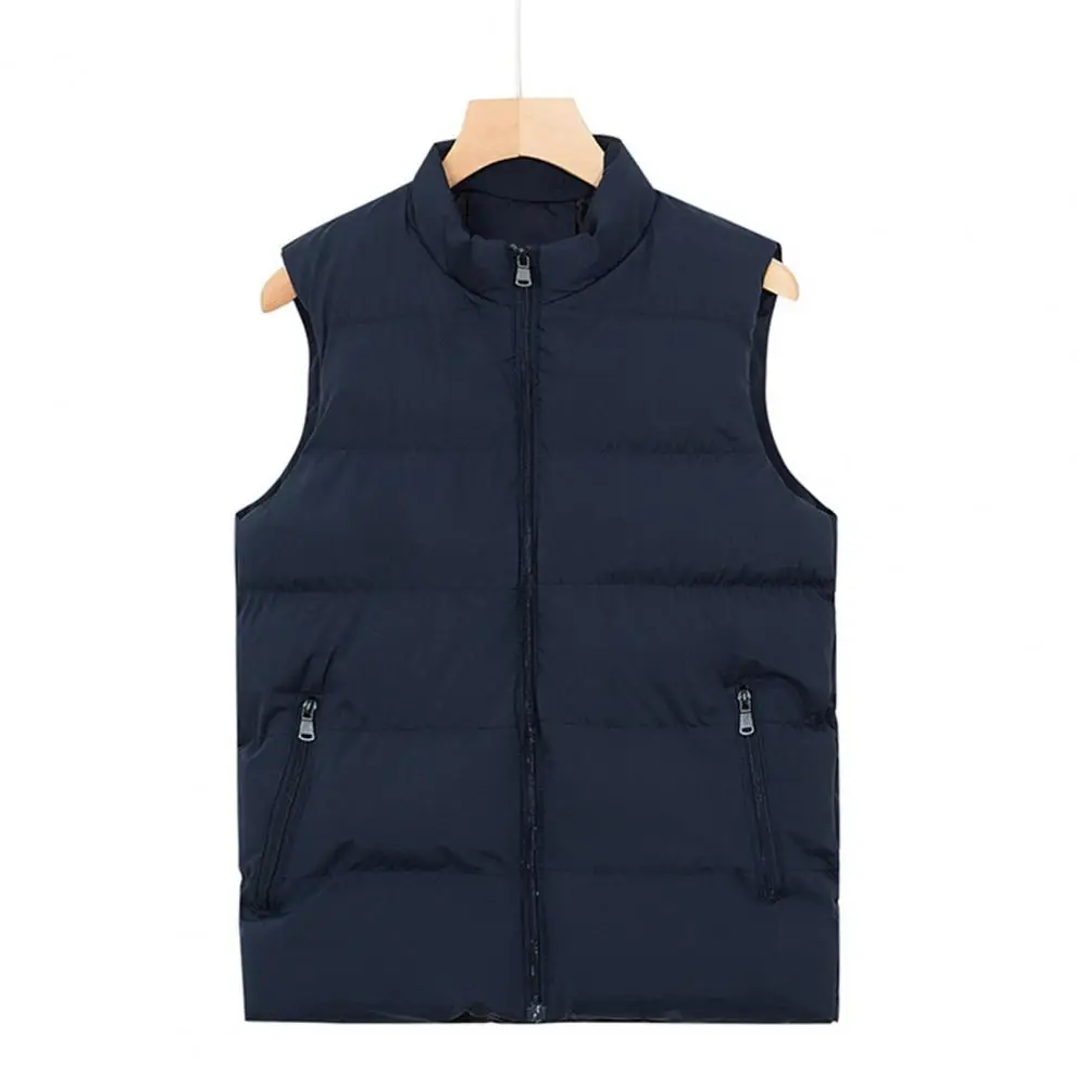 

Winter Cotton Vest Stylish Thicken Padded Stand Collar Winter Cotton Vest for Home Men Winter Vest Men Winter Vest