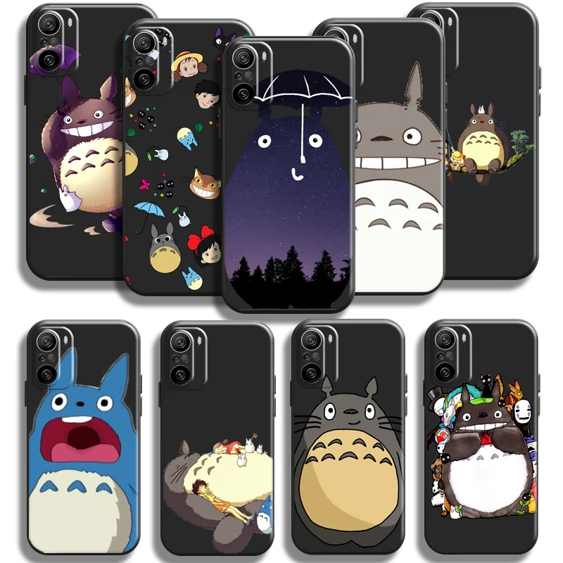 

Anime Cute Cartoon Totoro For Xiaomi Redmi K40 Pro Gaming Phone Case Carcasa Black Funda Soft Silicone Cover Liquid Silicon