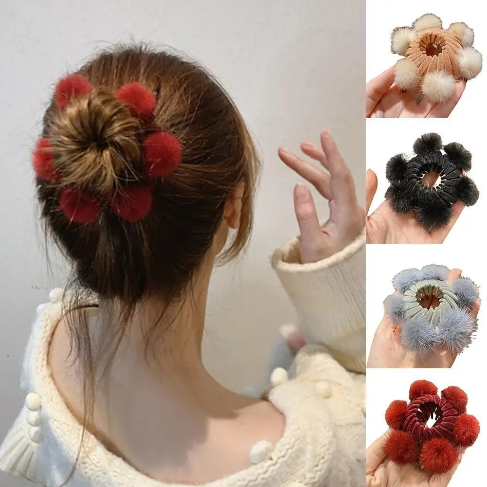 

Заколка для волос в виде птичьего гнезда с плюшевым шариком, расширяющиеся бархатные аксессуары для волос, модная пряжка, заколки для волос,...