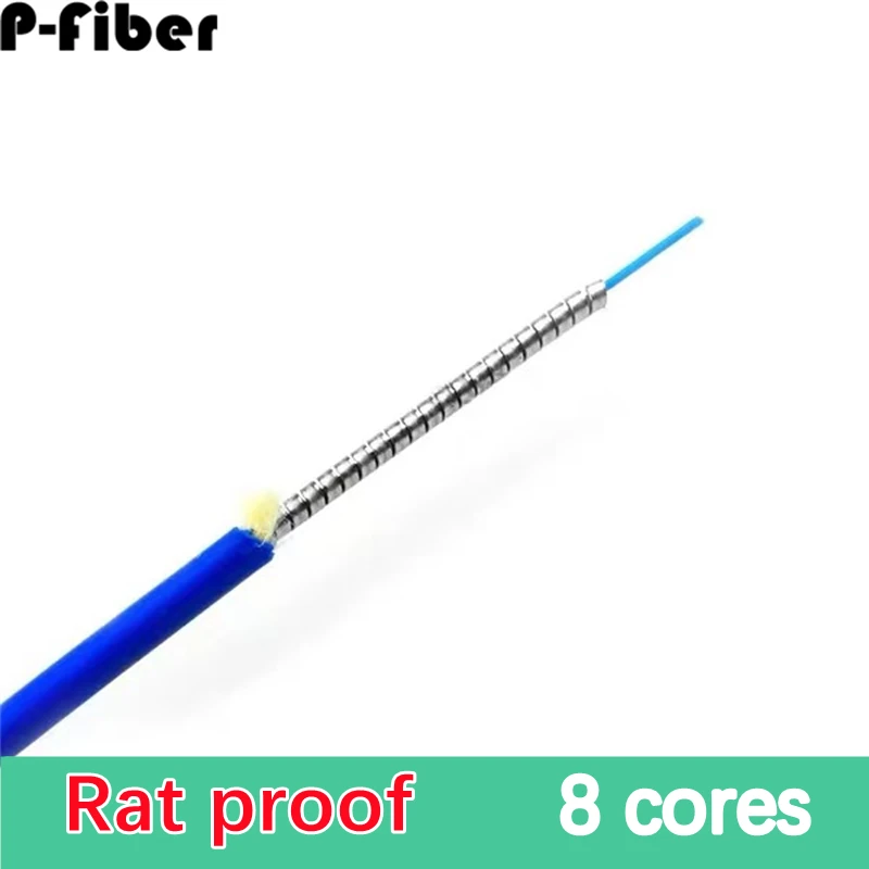 100m 8 cores armored cable ratproof optical fiber wire indoor waterproof stainless steel 100mtr 8C 8 fibers
