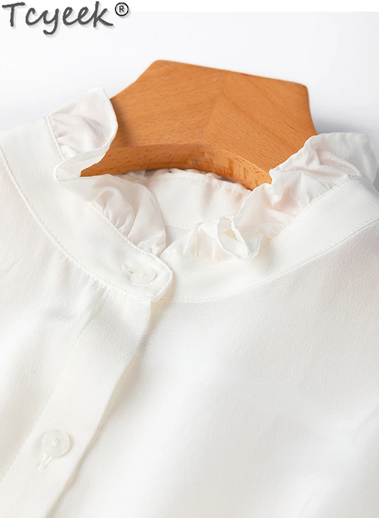 Женская рубашка из шелка тутового шелкопряда с длинным рукавом