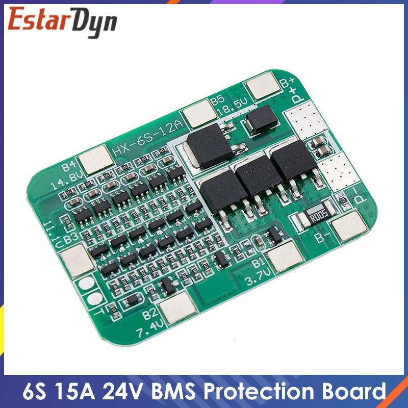

6S 15A 24V PCB BMS Protection Board for 6 Pack 18650 Li-ion Lithium Battery Cell Module DIY Kit