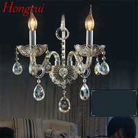 hongcui indoor wall lamps crystal fixtures led european candle light classical for home bed room lamp