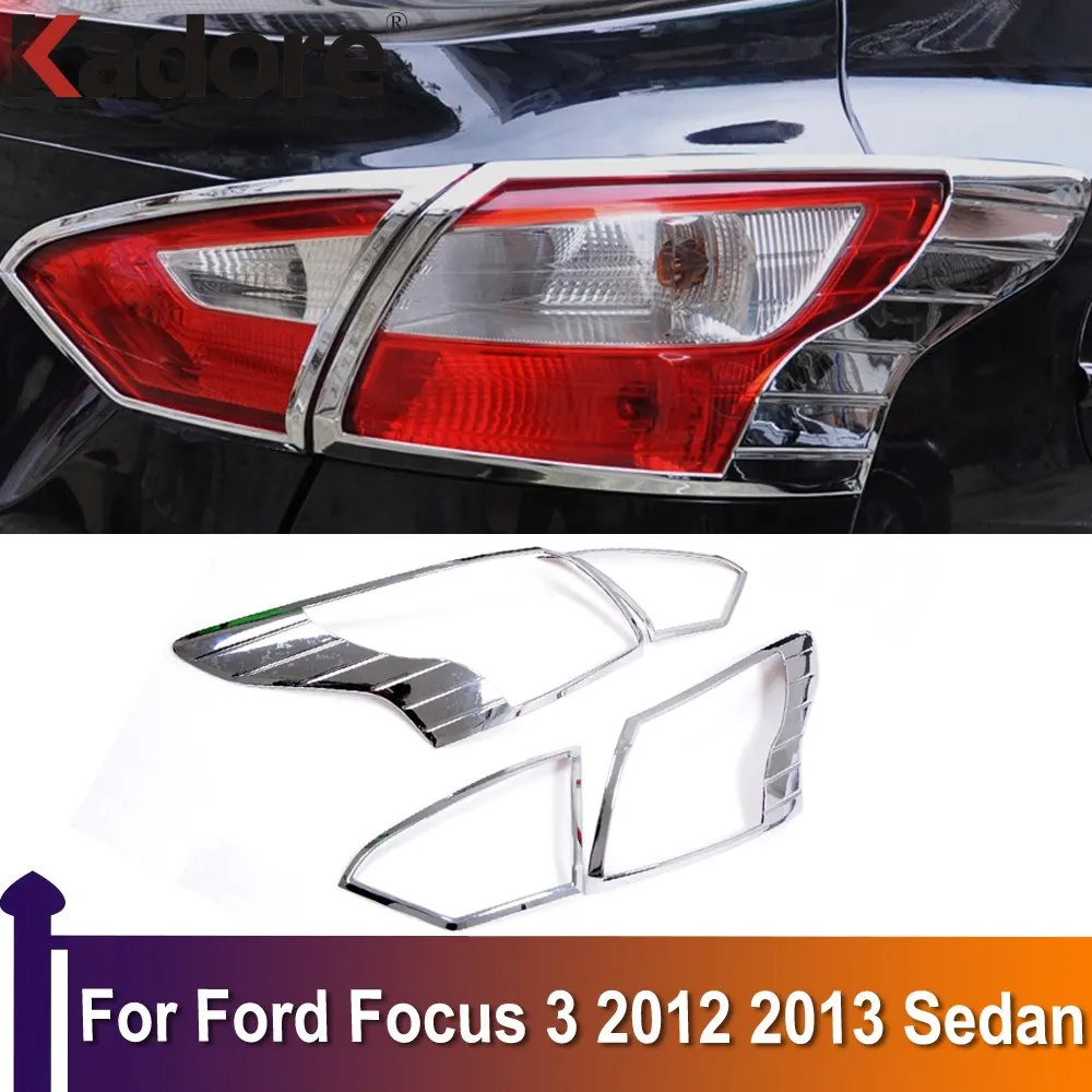 

For Ford Focus 3 2012 2013 4dr Sedan Chrome Rear Tail Light Taillight Lamp Cover Trims Decoration Frame Protector Car Styling