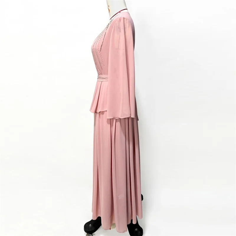 Eid Dress For Women Elegant Pleated Evening Party Bridesmaid Long Dresses Ladies Summer 2023 Luxury Rhinestone Chic Satin Robe