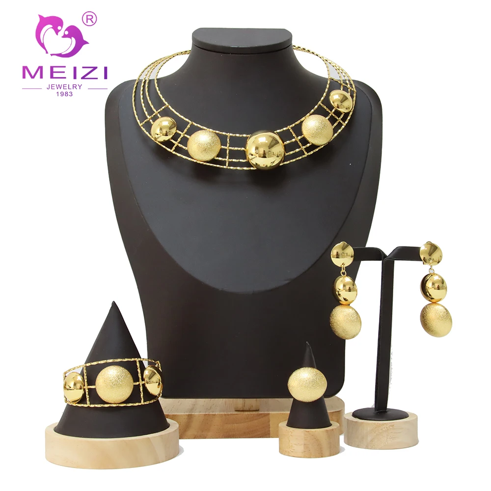 

Brazilian 24k 18k Gold Plated Jewelry Sets for Women Necklace Earrings Bracelet and Ring Tend New Wedding Banquet Party Adorn