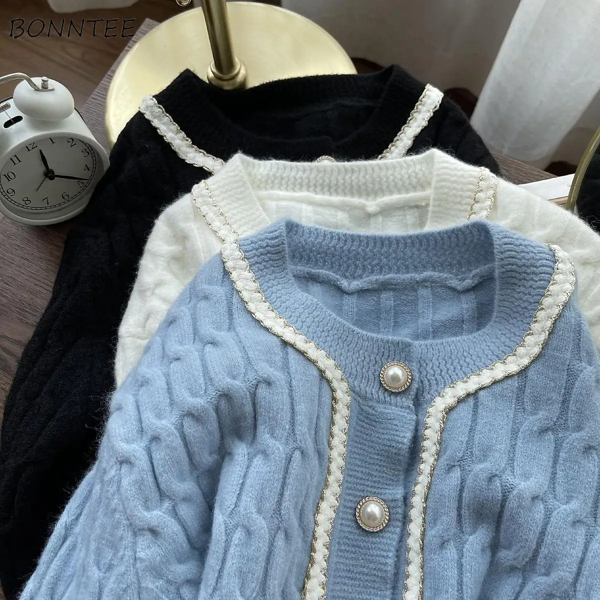 

Cardigan Women Knitwear Tender Ulzzang Retro Chic Vintage Autumn Clothing for Ladies Casual Sweater Aesthetic College Patchwork