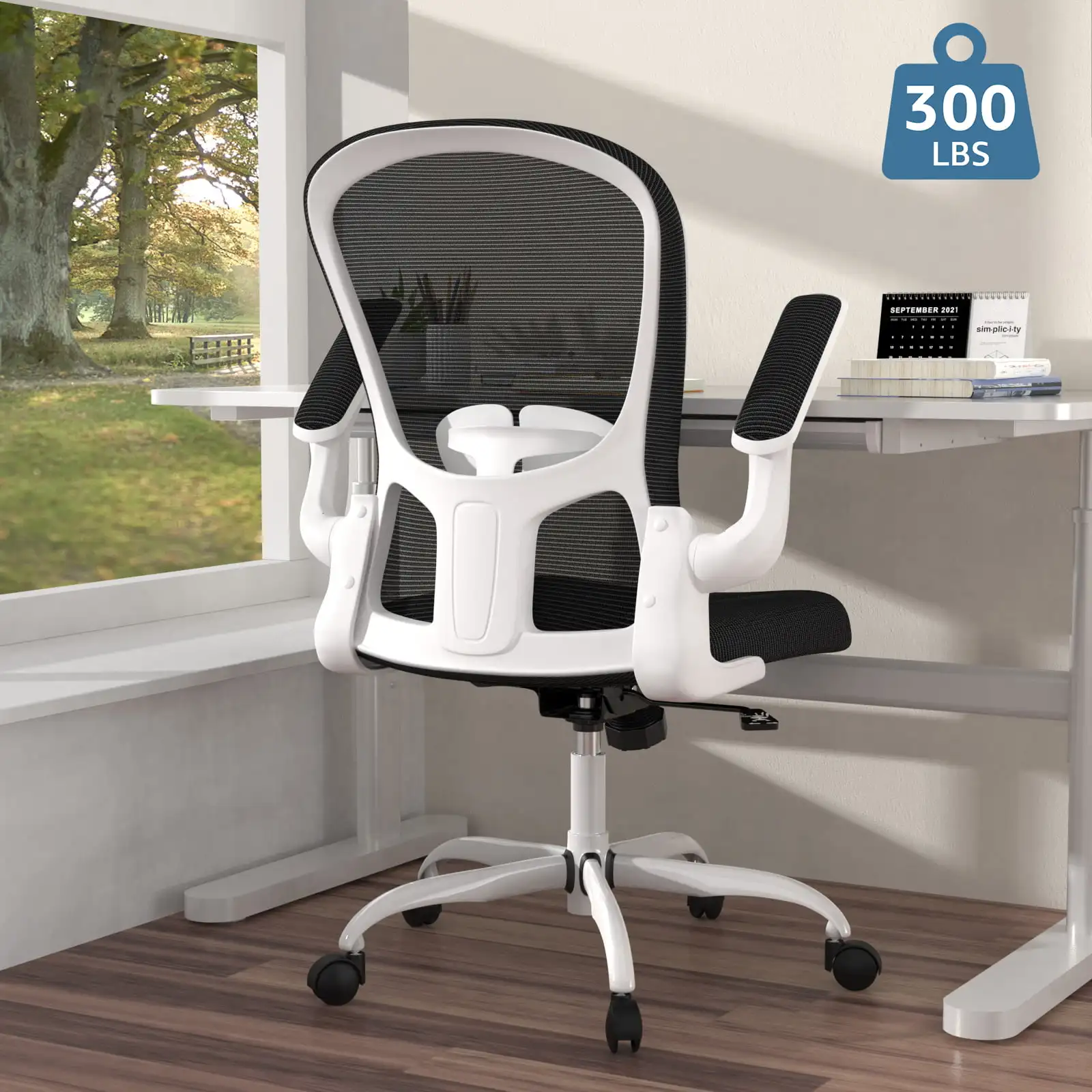 

Silybon Ergonomic Office Chair, Comfort Home Office Task Chair, Lumbar Support Computer Chair with Flip-up Arms and Adjus