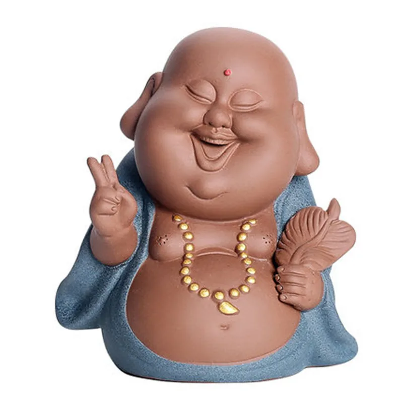 

Home Decor Figurines Purple Clay Tea Pet Maitreya Lucky Buddha Figure Statue Chinese Room Decoration Accessories Sculpture A3731