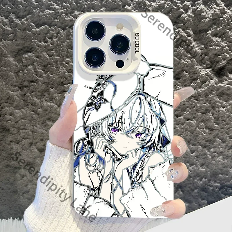 Фото Чехол для телефона Wuthering Waves Phrolova Sketch, акриловый, матовый, с цветным рисунком, для iPhone, с элементами квадратной формы №2