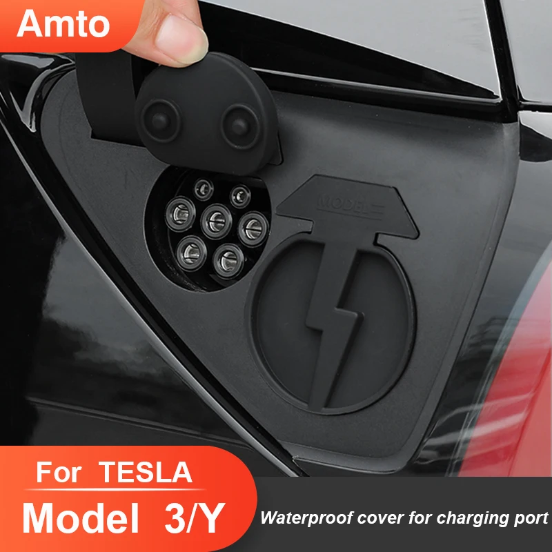 

Amto for Tesla Model 3 Y 2021 2022 Charging Port Waterproof Cover Anti-dust Protective Cover Modified Decorative Car Accessories