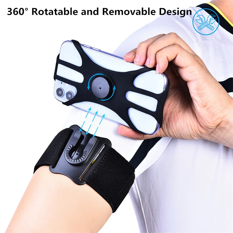 

Phone Wristband Armband Mobile Removable Rotating Running Phone Wrist Bag Navigation Arm Bag for Outdoor Sports Fitness Cycling