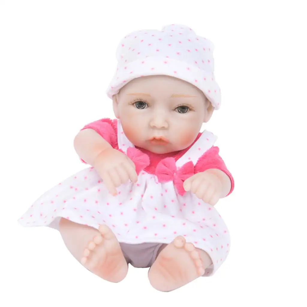 

28cm Lifelike Vinyl Reborn Dolls Newborn Babies Doll Costume Alive Baby Pink