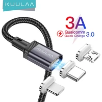 kuulaa led magnetic cable usb charging type c cable magnet data charger micro cables wire mobile phone cable for iphone cord