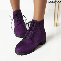 kolnoo handmade womens ankle boots crisscross shoelace large size 35 46 short booties evening party fashion hot sale prom shoes
