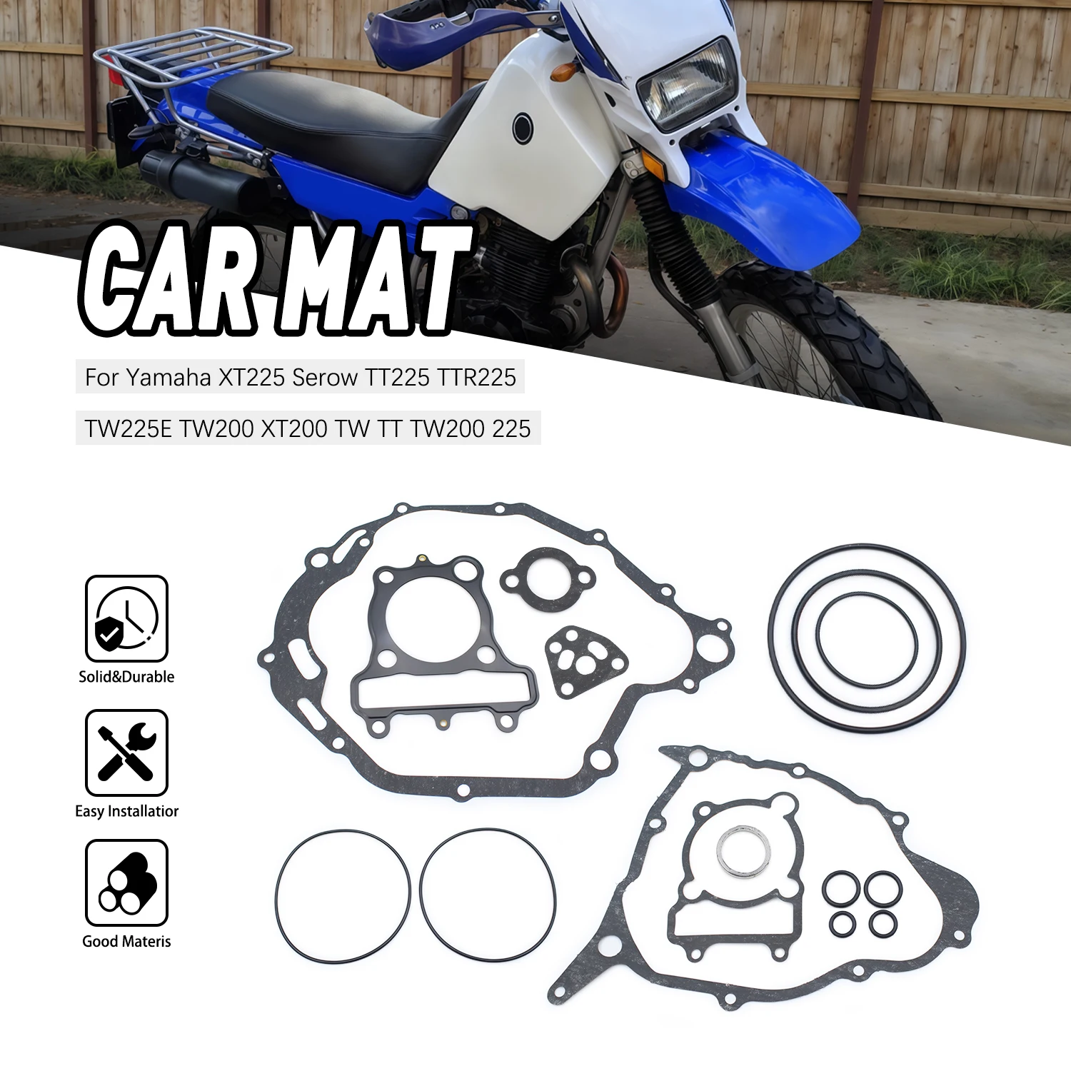 Фото Комплект прокладок для мотоцикла для Yamaha Motocross Tw225 Tw200 Xt225 Xt 225Cc 200Cc Dirtbike, крышка цилиндра картера, прокладки сцепления №1