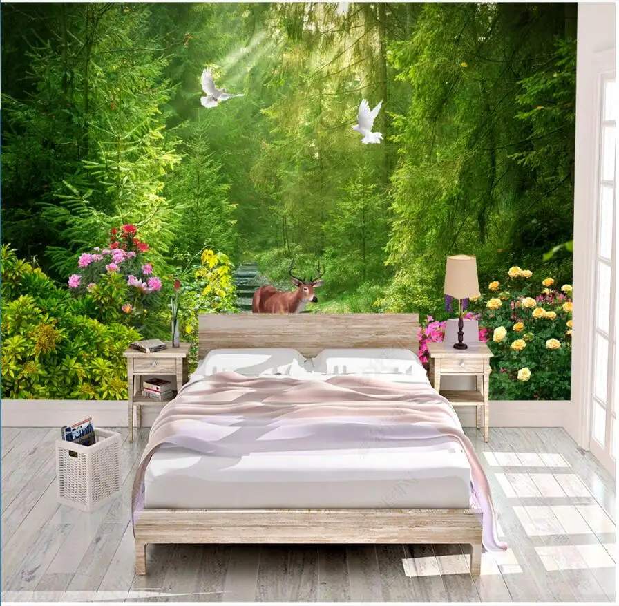 

3d photo wallpapers custom mural Scenery forest elk painting background living room home decor wallpaper for walls 3d bedroom