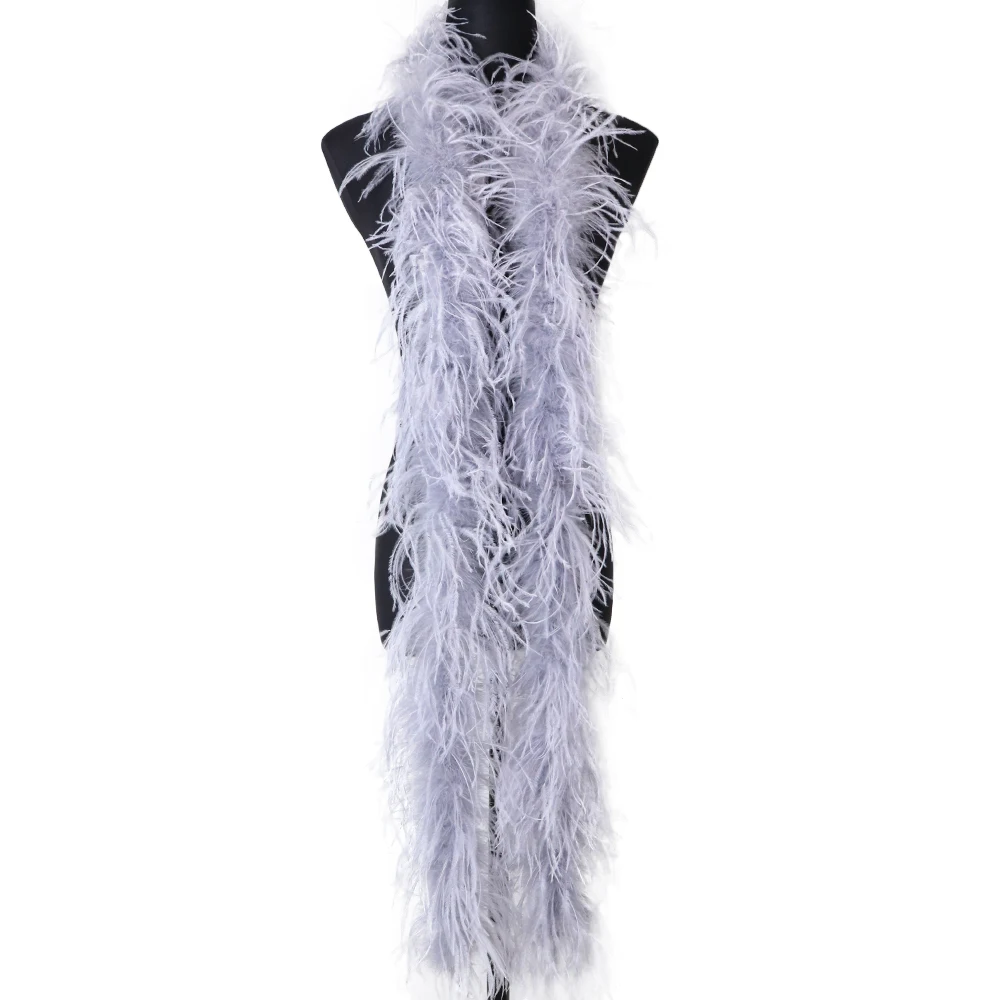 

Multicolor 2ply Ostrich Feathers boa 1meter/2meter Gray Plume Shawl For crafts Wedding Dress Carnival Costume Decoration 52color
