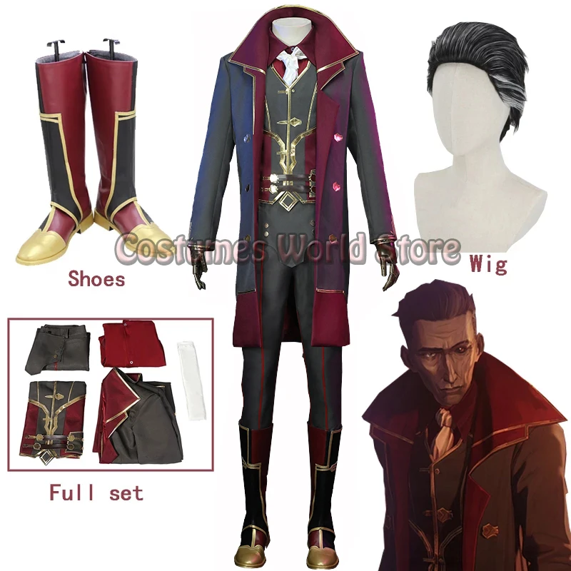 

Game Silco Costume Outfits Arcane LOL Halloween Carnival Suit LOL Silco Costume Jacket Vest Pants Wig Jinx Adoptive Father Silco