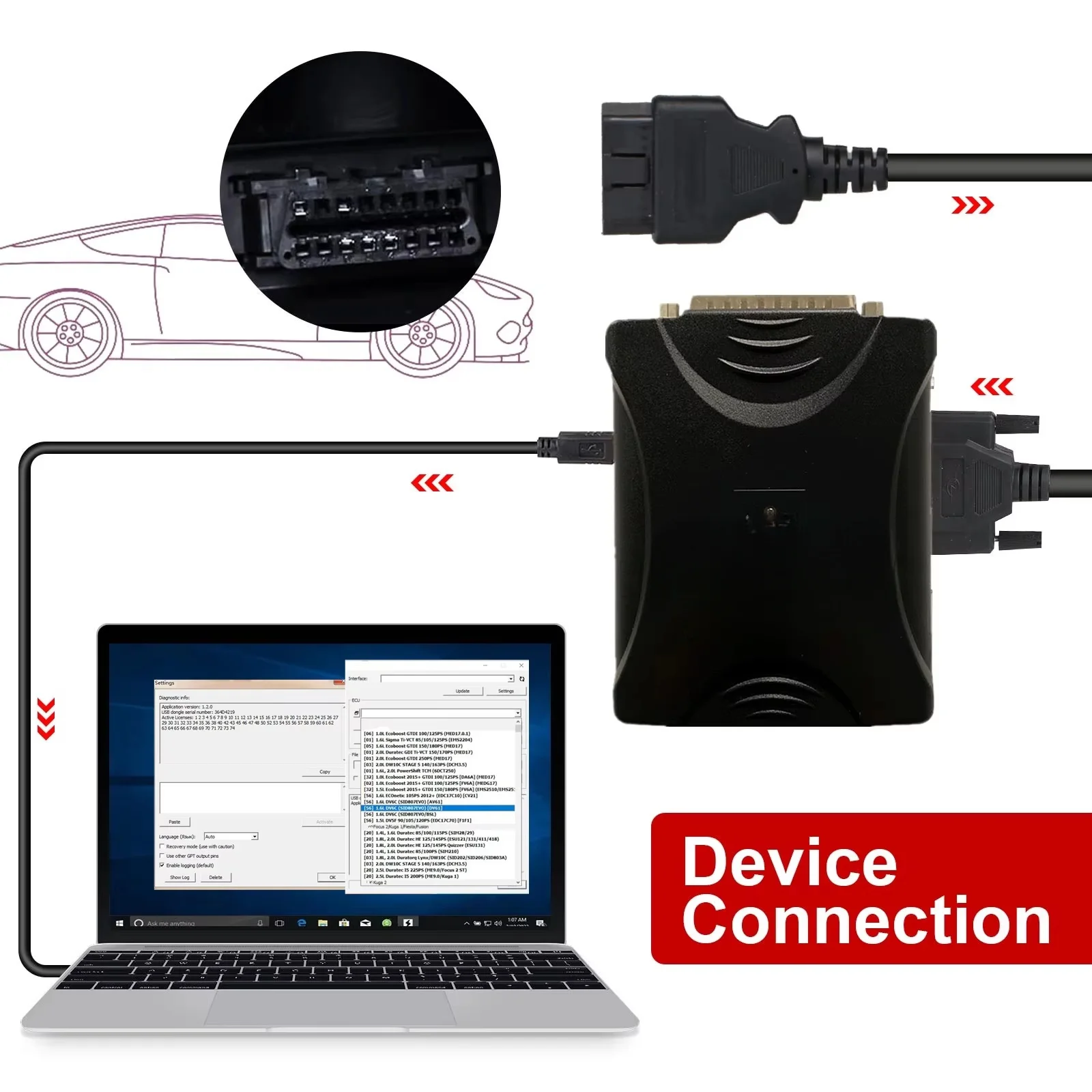 Фото J2534 pro + 22, версия 1,20/1,21 Pcmflash ECU Programmer Tool Bench Автомобильное диагностическое оборудование Чип №5