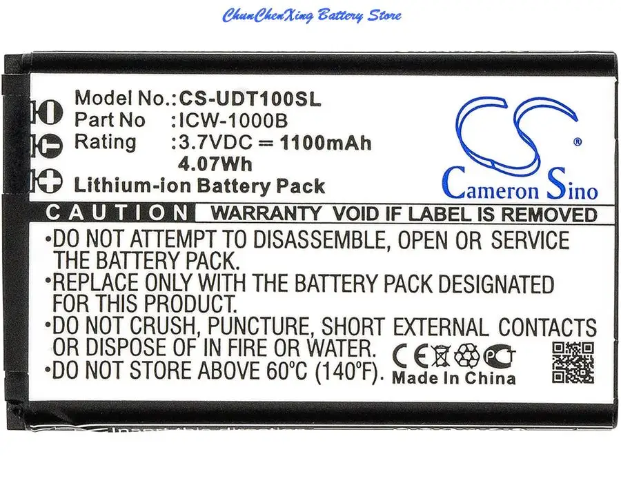 

Cameron Sino 1100mA Battery ICW-1000B for Incom ICW-1000B, For UniData WPU-7800B WPU-7800B-US WPU-7800 WPU-7700