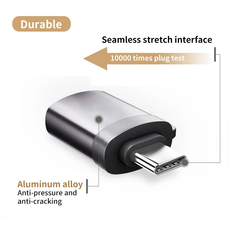 Фото Переходник USB C OTG, адаптер USB 3,0 на Type C для MacbookPro Xiaomi Huawei Mini USB, переходник Type-C OTG №3