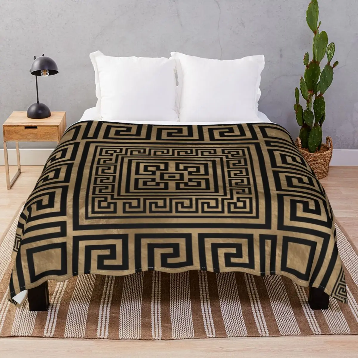 

Greek Key Ornament Blankets Fleece Summer Lightweight Throw Blanket for Bed Home Couch Travel Cinema