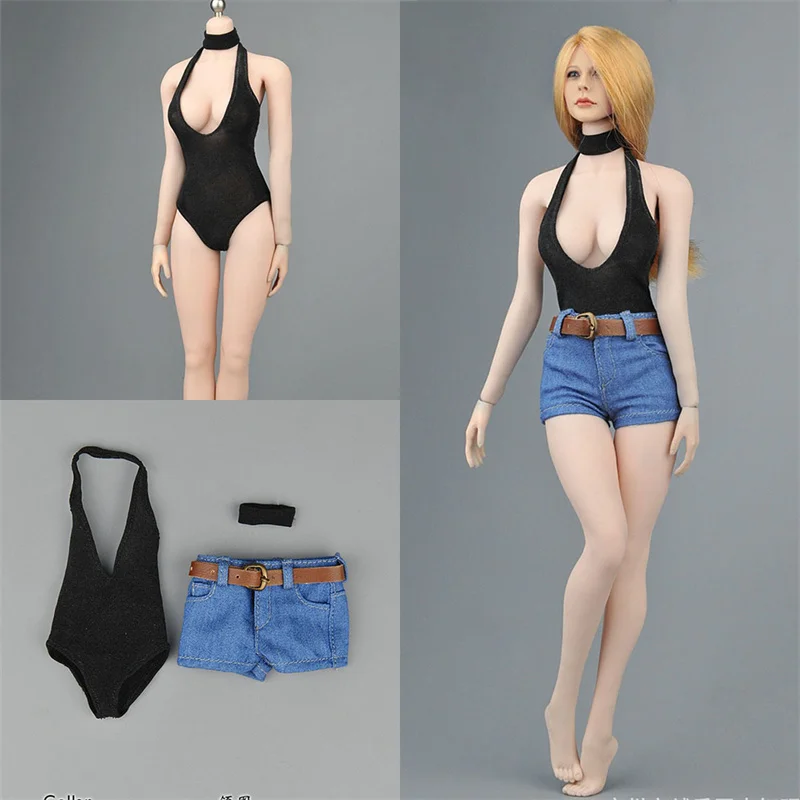 

Модель ZY5026 в масштабе 1/6, Черный боди с низким вырезом, джинсовые шорты, комплект одежды для 12-дюймовой женской экшн-фигурки, куклы, игрушки, подарки