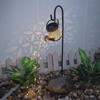 solar powered watering can sprinkle fairy waterproof shower art solar light lantern for lawn courtyard garden decoration outdoor