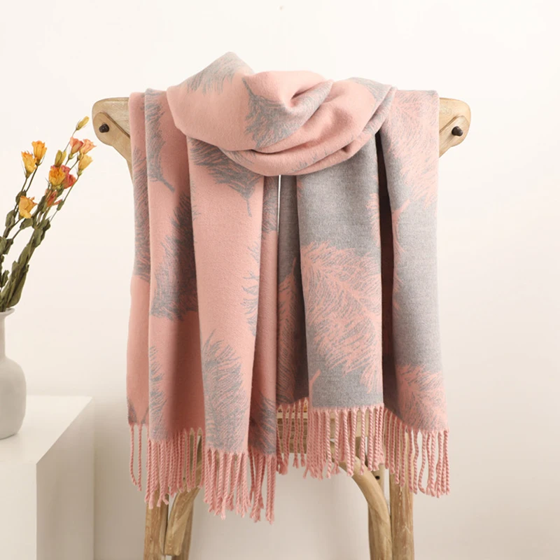Cashmere Scarf and Shawl Women to Keep Warm in Winter Air Conditioning Blanket in Summer Plant Dyeing Tassels Double Color