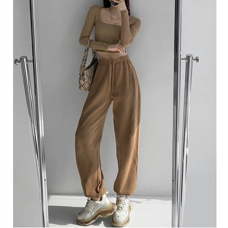 

Black Woman's Sweat Pants High Waist Summer Grey Vintage Straight Trouser Streetwear Baggy Casual Ladies Drawstring Sweat Pants