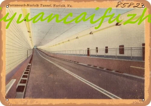 Металлический знак SJKY - Открытка Вирджинии Portsmouth Norfolk Tunnel Va.