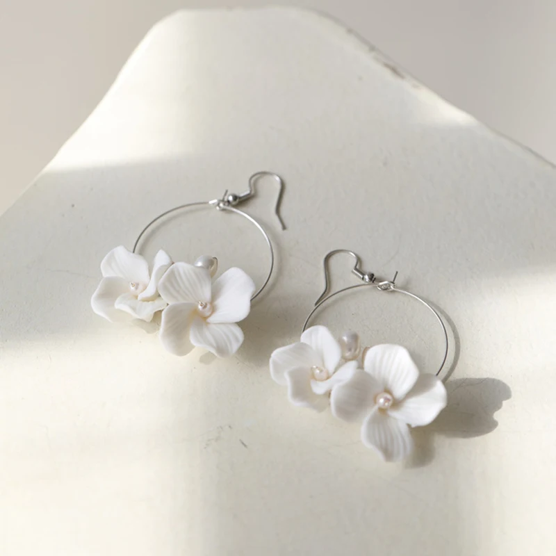 Frehwater жемчужные свадебные круглые серьги Свадебные ювелирные изделия ручной