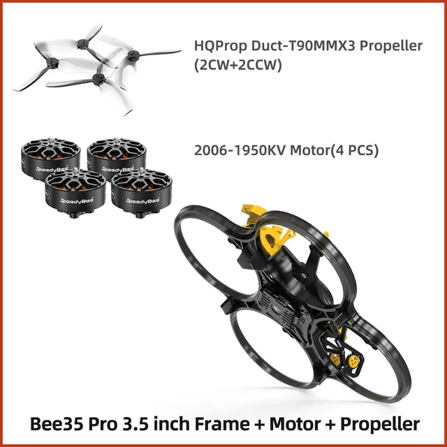 SpeedyBee Bee35 Pro frame kit + 4x 2006 1950KV + 4x HQProp Duct-T90MMX3