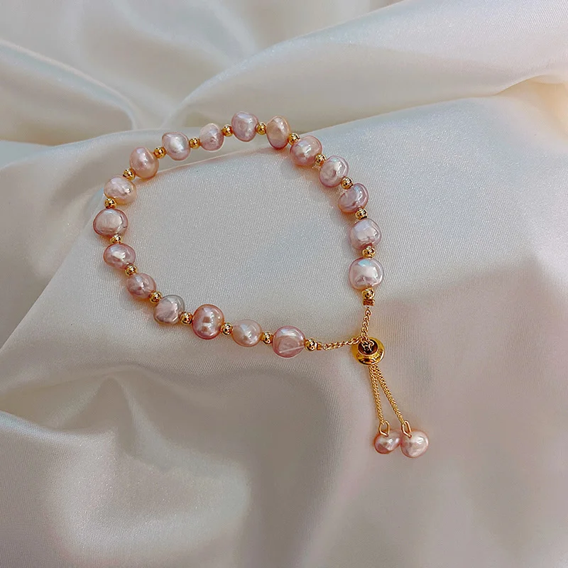 

Minar Dainty Baroque Freshwater Pearls Beaded Bracelet for Women Wholesale Gold Color Beads Charm Bracelets Wedding Accessories