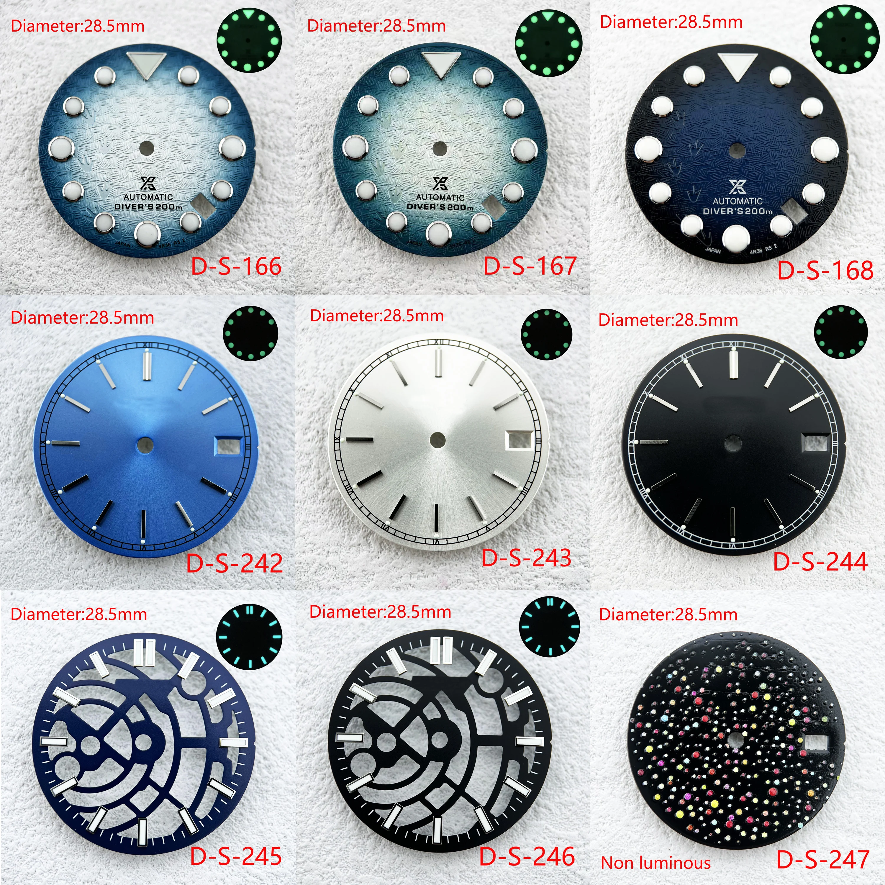 

Customizable Logo SKX007/SUB 28.5mm Green/Blue Luminous Dial Watches Accessories for NH35 NH36 Automatic Movement With S Logo