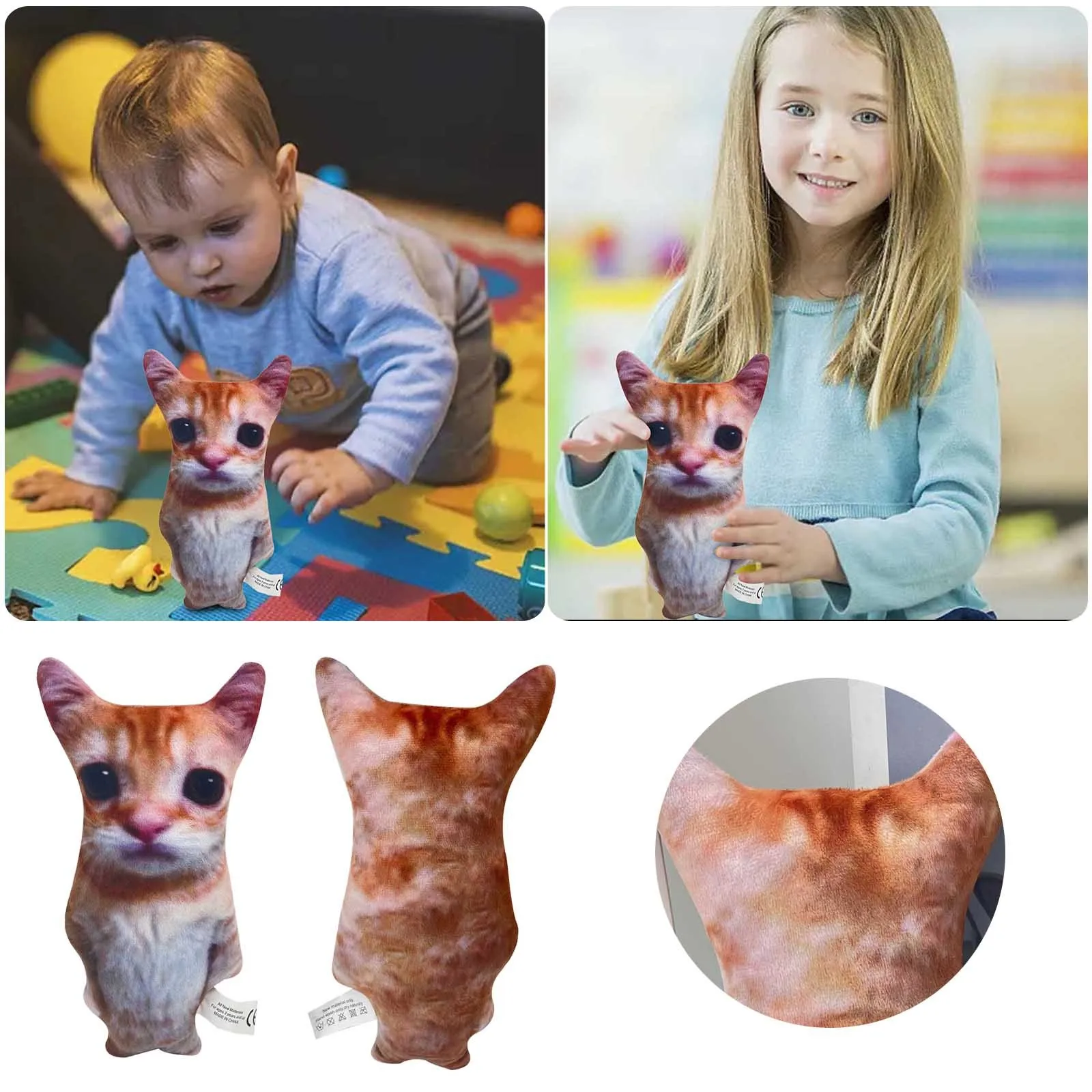 

Simulation Cat Doll Ornament Ultra Soft Cute Animal hie h Toy Cat Comfort Cushion Decor Sleeping Airplane Ornament