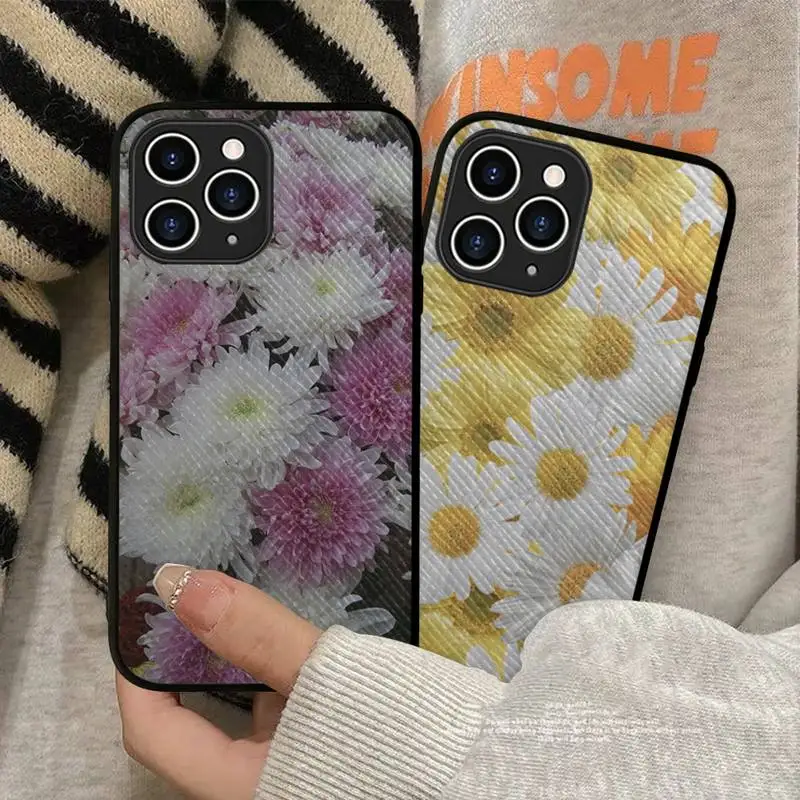

Chrysanthemum Phone Case Hard Leather Case for iPhone 11 12 13 Mini Pro Max 8 7 Plus SE 2020 X XR XS Coque