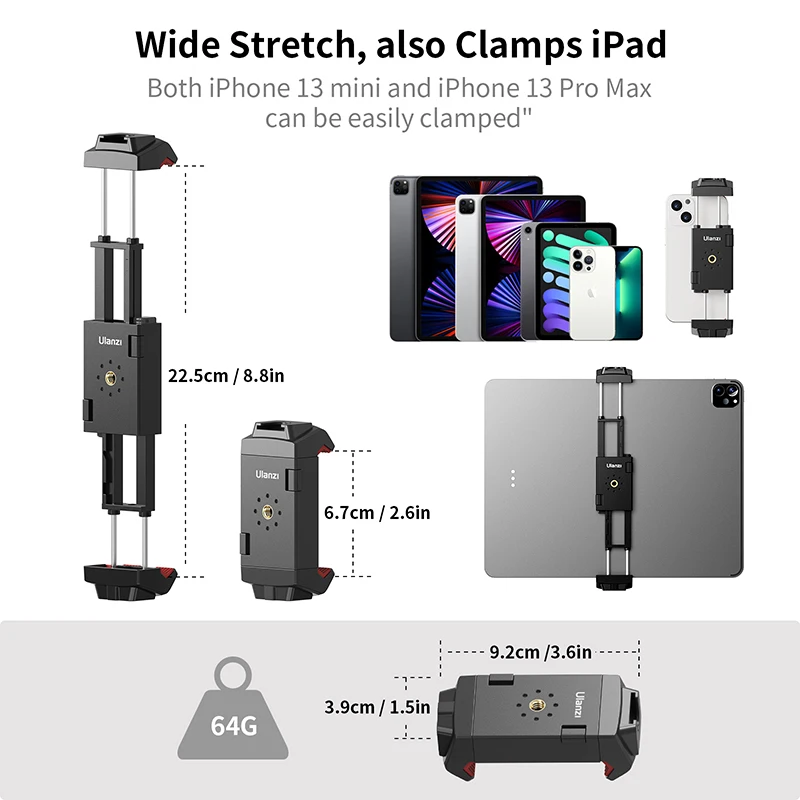 ulanzi metal smartphone tripod mount holder for iphone samsumgu 30 ballhead tripod head mount for dslr digital camera led light free global shipping