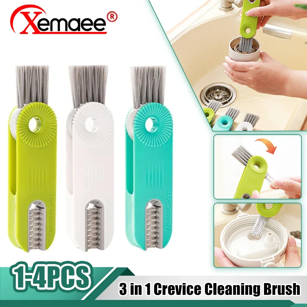 

1/2Pcs Bottle Gap Cleaner Brush Cup 3 in 1 Crevice Cleaning Brush Silicone Bottle Mini Cleaner Home Kitchen Cleaning Accessories