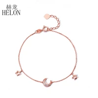 helon solid 18k 14k rose gold vvsdef color lab grown moissanite diamond bracelet women test positive moissanite chain bracelet