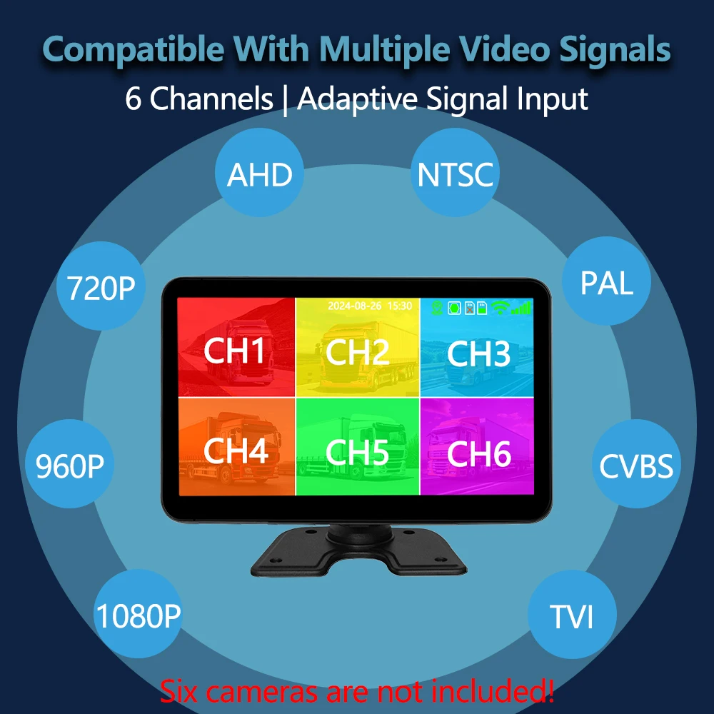 10 1-дюймовый 6-канальный универсальный грузовик автобус автомобиль 4G WIFI GPS MDVR